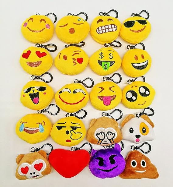 Key Chain, 20 pieces Mini Plush Pillow Style Bag pendant, party favor, Bright Colors, for Birthday or Children's Party, 5.5cm Diameter