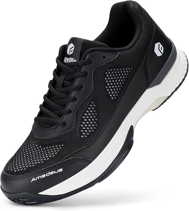 FitVille Wide Pickleball Shoes for Men Tennis Shoes Sneakers for All Court Racquetball Athletic Shoes for Racquet Sport | Arch Support & Wide Toe Box