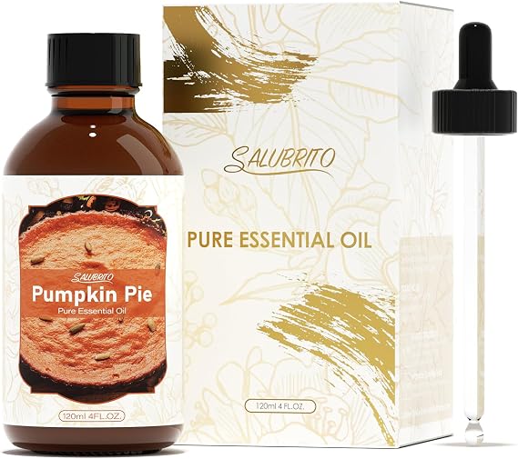 SALUBRITO Pumpkin Pie Essential Oil 4 Fl.Oz (120ml), Pure & Natural Fragrance Oils, Fall Essential Oil for Diffuser, Candle & Soap Making, Massage, Strong Scented Oil