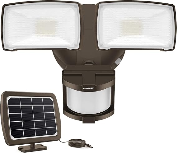 LEPOWER LED Solar Security Lights 1000LM Solar Powered Flood Lights Outdoor