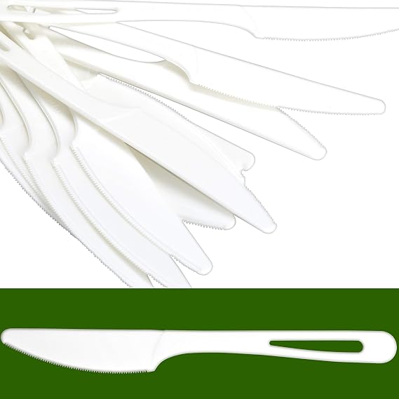 Avant Grub Knives Made From Non-GMO Plant-Based Plastic 100 Pk. Sturdy Utensils are Certified Compostable, Disposable, and Eco-Friendly Cutlery With No Wood Taste. Safe for Hot and Cold Foods!