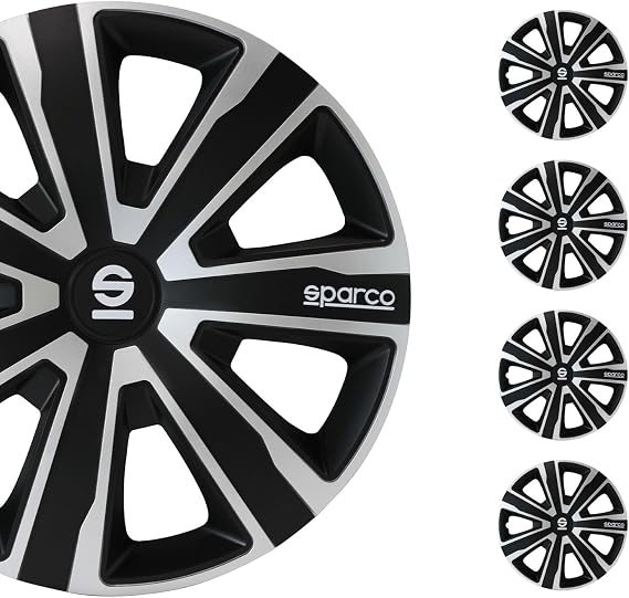 Sparco Wheel Covers Palermo - 14-inch - Silver/Black - Set of 4 pieces