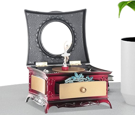Musical Ballerina Jewellery Box - Rotating Dance Figurine, Drawer Organizer, Mirror Display | Gift Set for Girls Room Decoration Practical Trinket Holder Cute