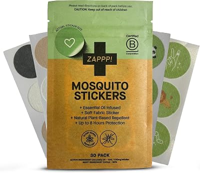 ZAPPP! Mosquito Repellent Stickers - Natural DEET Free Mosquito Repellent for Kids, Toddlers & Adults with Plant Based Bug Repellent - Citronella Mosquito Patches - Made from Cotton Fabric - 30 pk