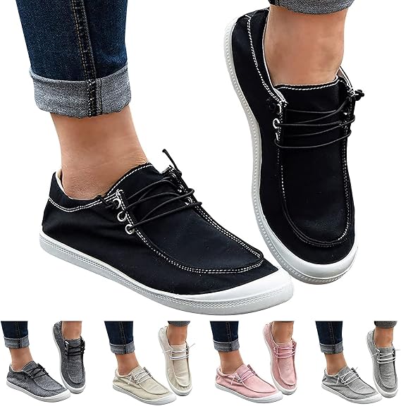 Women's Fashion Sneakers, Christmas Print Canvas Shoes Flat Round Toe Non-Slip Flat Shoes Slip On Loafers Shoes