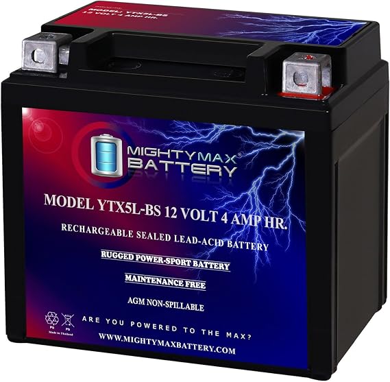 Mighty Max Battery YTX5L-BS 12V 4AH Battery Replaces Baotian BT49QT-7B2/B3 4T R12 50
