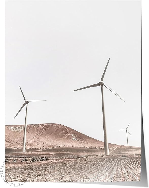 Postifull Rustic Çerçevesiz Poster, İskandinav Beyaz Tablo, No:370 Rüzgar Türbini Fotoğraf, Dikey;15 X 21 Renkli - 23