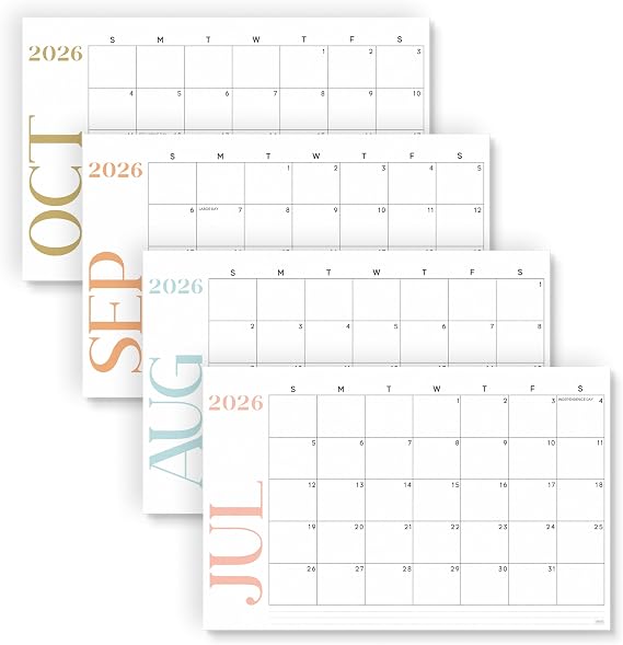 S&O Modern Large Desk Calendar from July 2026-December 2027 - Tear-Away Table Calendar 2026-2027 - Desktop Blotter - Academic Desk Planner - Desk Pad Large - 11x17in