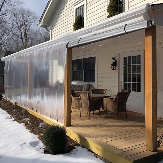 Akon Roll Up Clear Vinyl Patio Shades, Custom Size