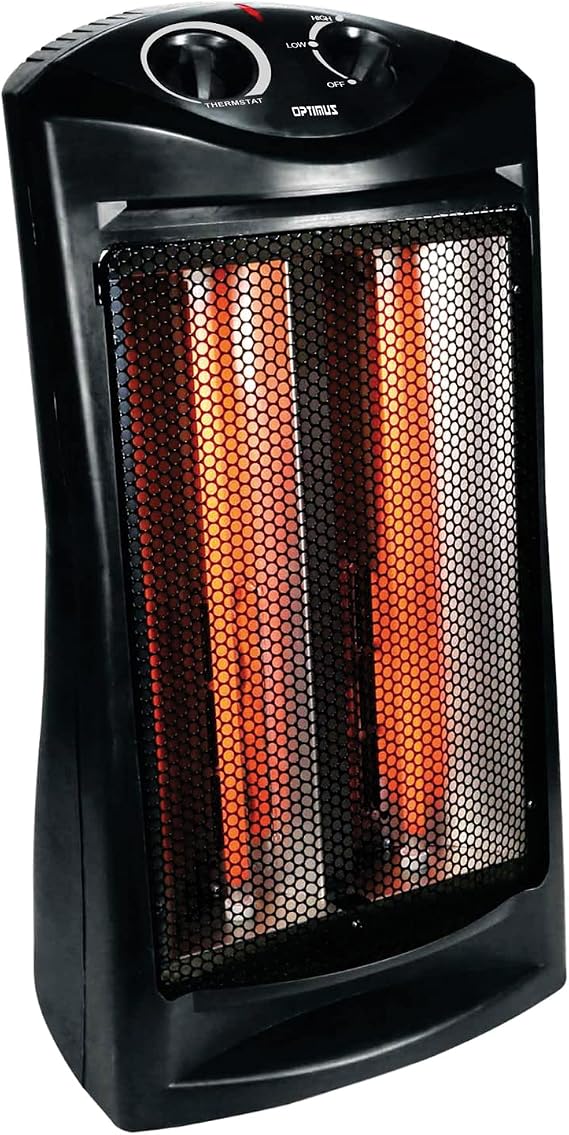 Optimus H-5235 Fan Forced Tower Quartz Heater with Thermostat