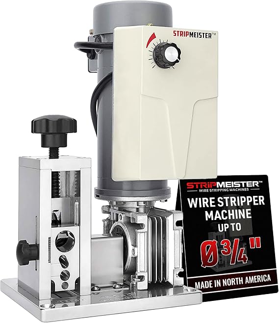 StripMeister E250 Electric Automatic Wire Stripping Machine Wire Size Up To 3/4", Jam-Free, Motorized Wire Stripper with Variable Speed Control for Copper Wires