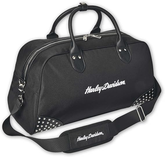 Harley-Davidson Women's 3D H-D Script Studded Duffel Bag, Moonshadow Black