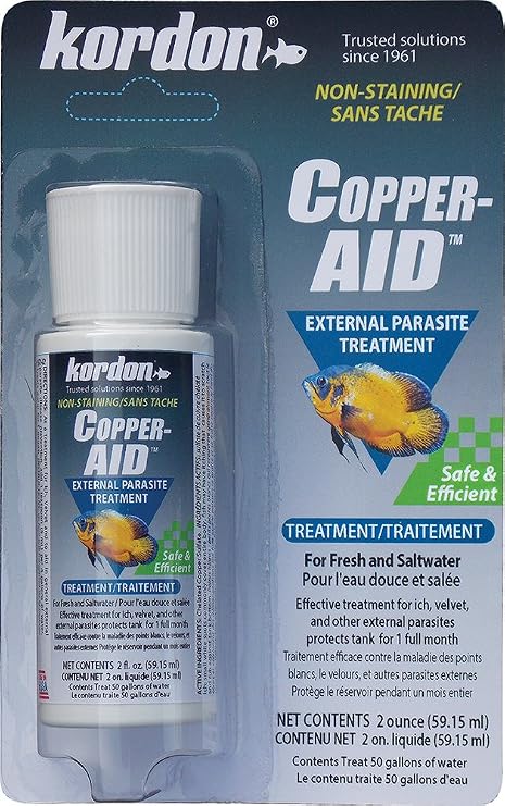 Kordon Copper-AID External Parasite Treatment for Aquarium Fish Cures Ich, Velvet, and Parasites on Freshwater and Saltwater Fish, 2-Ounces, 1 Count (Pack of 1)
