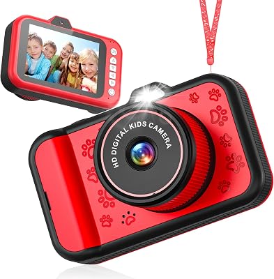 Kids Camera, 3.5 Inch Screen, Offers One Button Operation, Snaps Shots Digitally, Magnification Shot Mode Encourages Creativity, Selfie Toy Camera for Kids, Age 3 Red