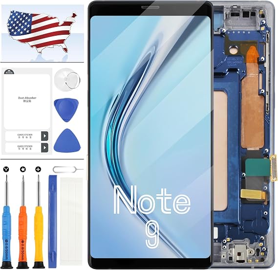 TFT for Samsung Galaxy Note 9 Screen Replacement with Frame,for Samsung Note 9 LCD Touch Display Digitizer Assembly SM-N9600 SM-N960F SM-N960U Repair Kit (Not Fingerprint) (Blue)