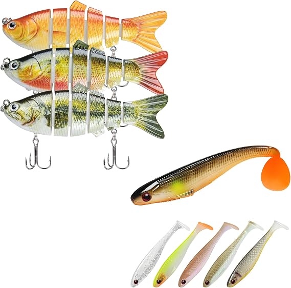 TRUSCEND Fishing Lures for Freshwater and Saltwater, Slow Sinking Bass Fishing Lure, Top Soft Fishing Lures for All Species of Fish, Widely Used Swimbait for All Waters, Family Fishing Gear Plugs