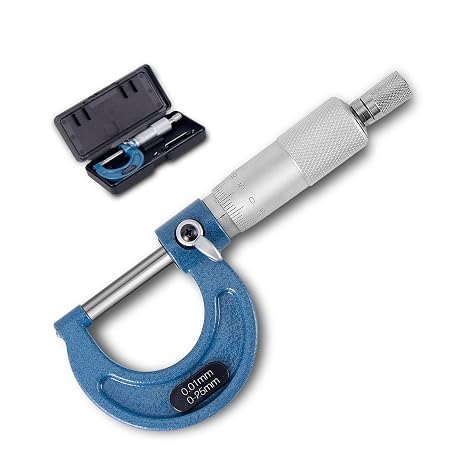 Outside Micrometer 0.01 mm Resolution Measuring Range 0-25 mm High Precision Measurement Micrometer Metric Outdoor Brake Caliper with Zero Point Adjustment Wrench
