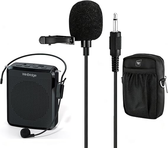 WinBridge Voice Amplifier Set with Headset Mic, Clip Mic & Protective Case