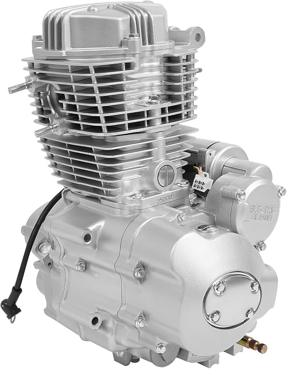250CC 4-Stroke Motorcycle Engine, Electric/Foot Start Vertical Single Cylinder Air-Cooled Gasoline Engine Motor, with 5-Speed Manual Transmission ATV Engine Motor