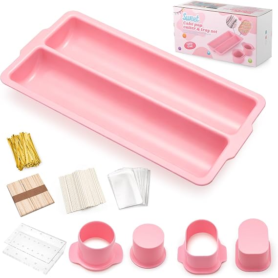 Cakesicle Cutter, Cakesicle Mold Set with 9in Tray, Cake Pop Mold with Acrylic Stand, 150 Sticks, 100 Bags and 100 Twist Ties, Baking Tools for Easter Home Birthday Parties Wedding Desserts