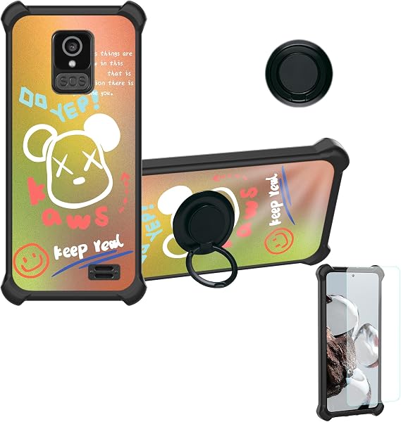 jioeuinly BRONDI Amico Pocket Case Compatible with BRONDI Amico Smartphone Pocket Phone Case Cover [with Tempered Glass Screen Protector][Ring Support][Golden Reflect Light] DJH-