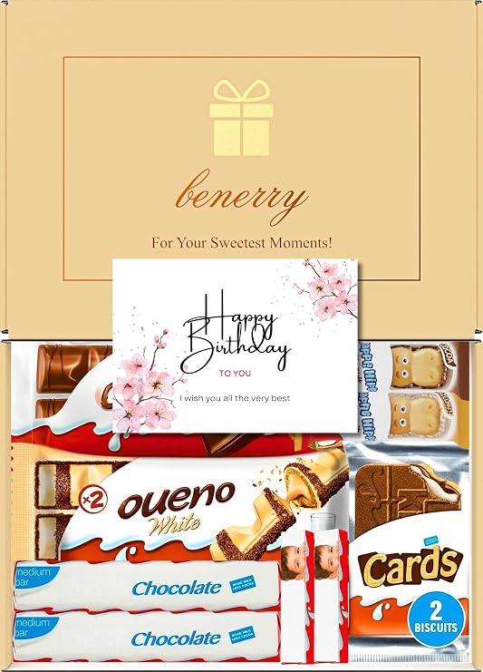 Benerry Milk Chocolate Gift Box – Bueno, Happy Hippo & Cards – Birthday Letterbox Hamper
