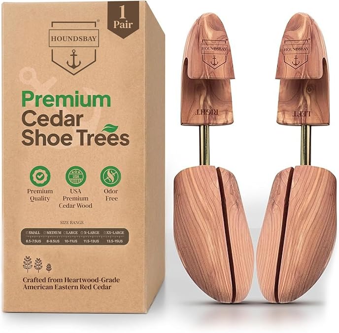HOUNDSBAY Cedar Shoe Tree, Shoe Trees for Men & Women - Shaper & Stretcher