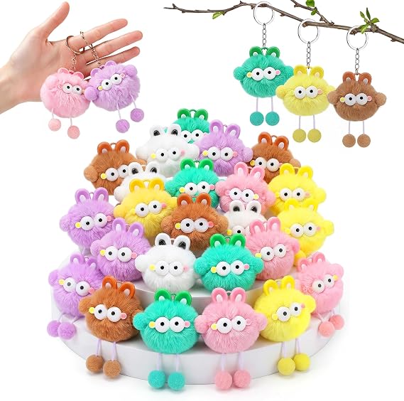 Cosweet 24 Pcs Plush Cute Keychain for Kids Party Favors Goodie Bag Fillers