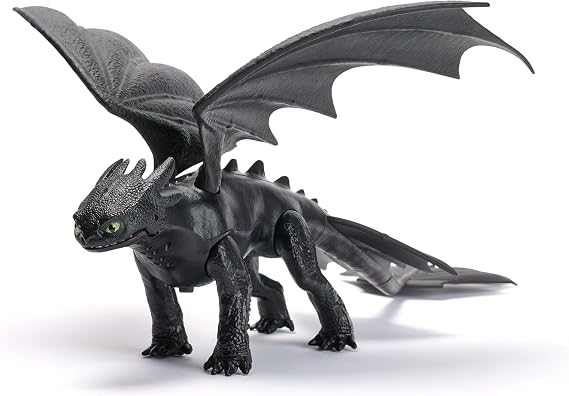 DreamWorks Dragons Plasma Sounds Night Fury Action Figure Dragon Toy | 13-inch Interactive Toy Action Figure, Plasma Sounds & Lights, Authentic Details, Pretend Play Gifts for Kids Ages 4+