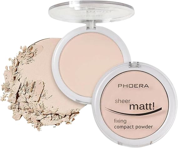 Compact Fixing Powder, Sheer Matt Setting Powder with Vitamin E, Long Lasting Pressed Make Up Foundation (201 - Translucent)