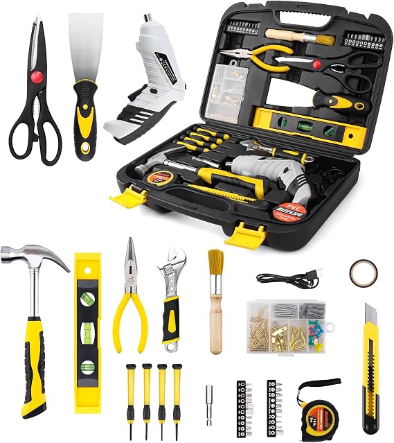 136 Piece Tool Set,General Household Hand Tool Kit with Plastic Toolbox Storage Case-136 Piece...