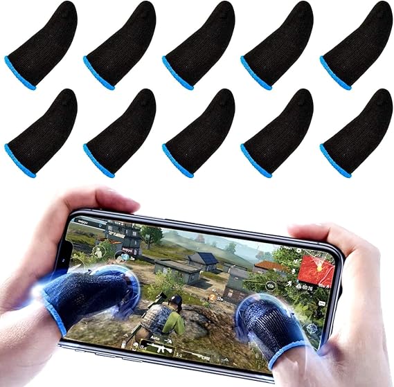 Finger Sleeves for Gaming | PUBG Finger Sleeve Gloves for Gaming | Thumb Sleeves Mobile Gaming | Gamer Gloves | Dedales para Dedos Gamer | Pack of 10