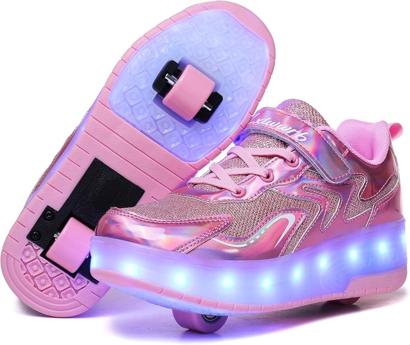 Roller Skate Shoes for Kids Boys Girls LED Roller Sneakers Light Up Fashion Flashing Wheels Shoes Rechargeable