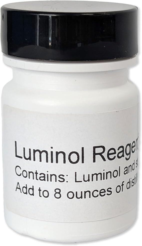 Crime Scene Luminol Powder (Makes 8 oz of Glowing Solution) | Chemiluminescence Reagent for Science Experiments | Forensic Chemistry & Educational STEM Demonstrations | Just Add Water