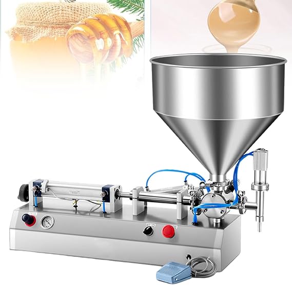 Pneumatic Piston Filler - Semi-Automatic Liquid Filling Machine for Oil, Cream, Lotion, Honey - Manual Dispenser with 10-100ml Capacity