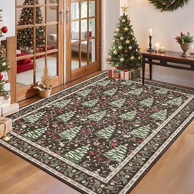 Christmas Carpet Area Rug Living Room Santa Claus Bedroom Bedside Blanket Floor Mat Cartoon Snowflake Door Sofa Blanket,C,50x80cm