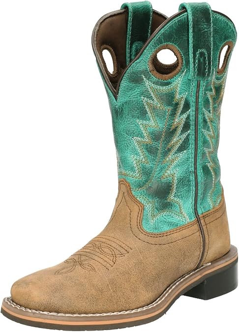 Smoky Mountain Boots Kids Jesse Boot, Brown Distress/Turquoise, 5 Big Kid