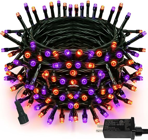 75.8FT 200 LED Linkable Orange and Purple Halloween Lights Indoor Outdoor