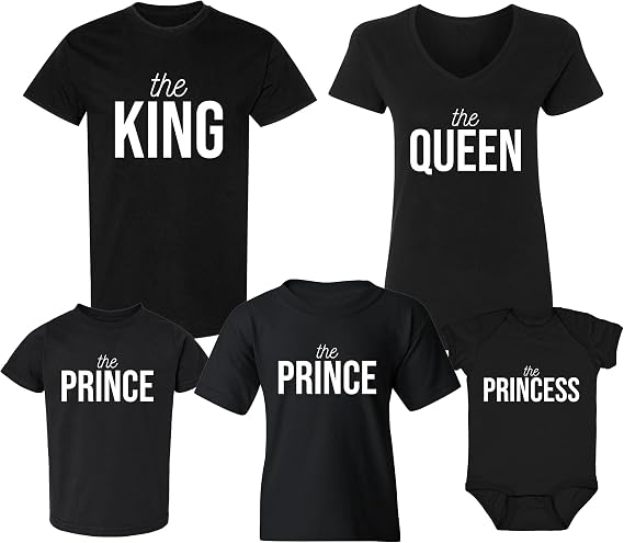 Custom Family Matching Tshirts - Custom Family Tshirts for Mom, Dad, Son, Daughter - King & Queen & Prince & Princess