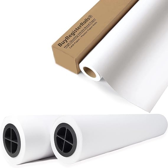 (4 Rolls - 1 Case) Plotter Paper 36 x 150: Box of 4-36 x 150 ft. Rolls, 20 lb. C1861A Bond Paper on 2" Core (80 GSM) for CAD Printing on Wide Format Ink Jet Printers Premium Quality Bond Paper