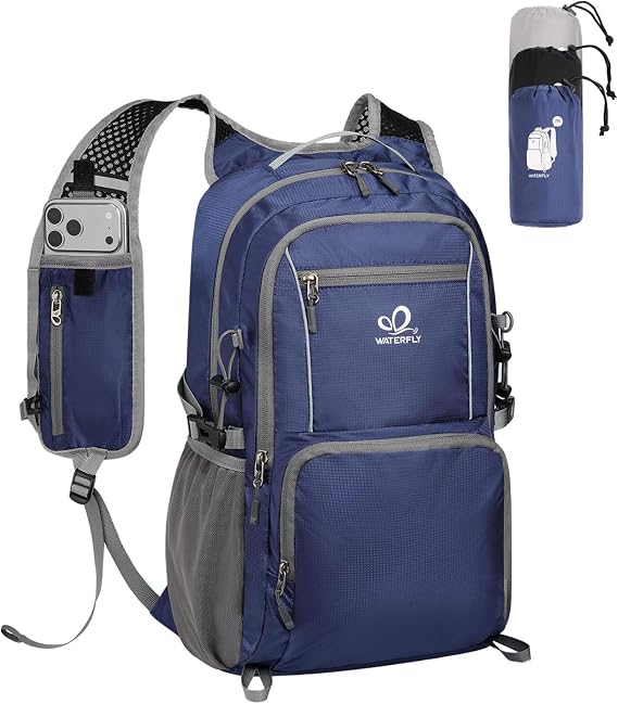 WATERFLY Packable Hiking Backpack, 20L Small Lightweight Foldable Daypack