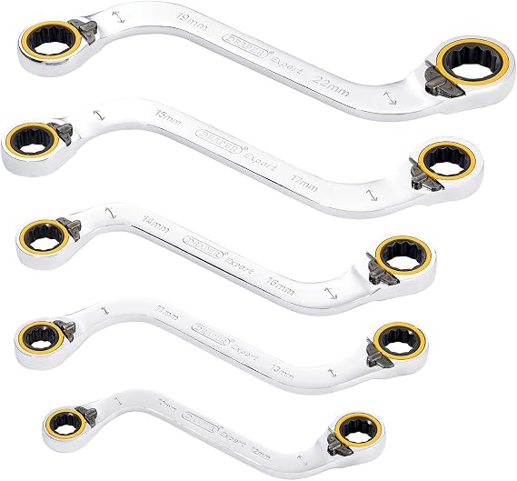 Draper 03947 Expert HI-TORQ Double Ring Ratchet S-Shape Spanner Set (5 Piece)