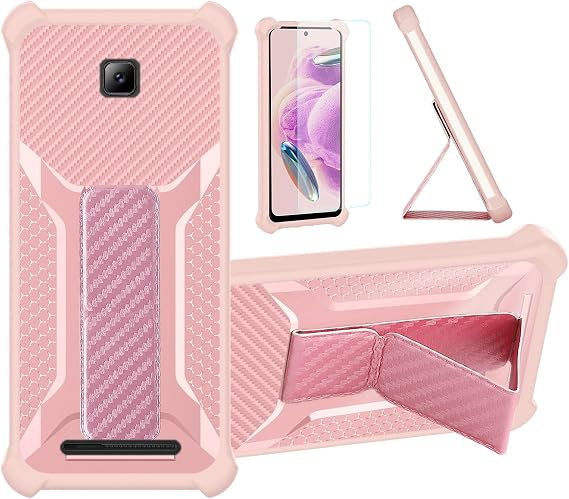 bojioderf Case Compatible for brondi Amico Smartphone+ Plus Phone Case Cover [with Tempered Glass Screen Protector] Hybrid Case [Folding Support Magnetic] [Frosted Anti-Fingerprint] Pink