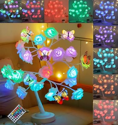 Rose Flower Tree Lamp - 16 Vibrant Colors with Remote Control - Ideal Gift for Women, Teens, Girls - Perfect for Wedding, Christmas, Parties - Elegant Home Decor for Living Room, Bedroom