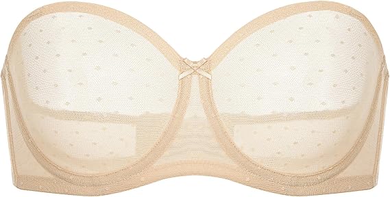 DOBREVA Mesh Strapless Bras for Women Sheer Unlined