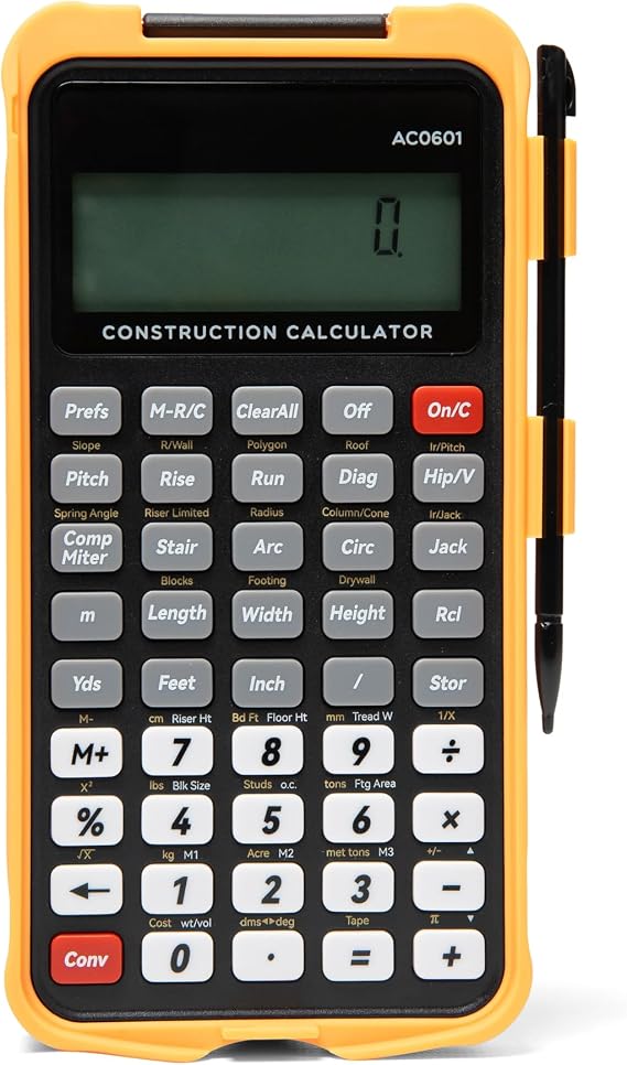 Construction Calculator with Writing Tablet Feet Inch Fraction, Carpenter Calculator for Framing, Roofing, Concrete, Material Estimator, 200+ Functions, Gifts for Contractors
