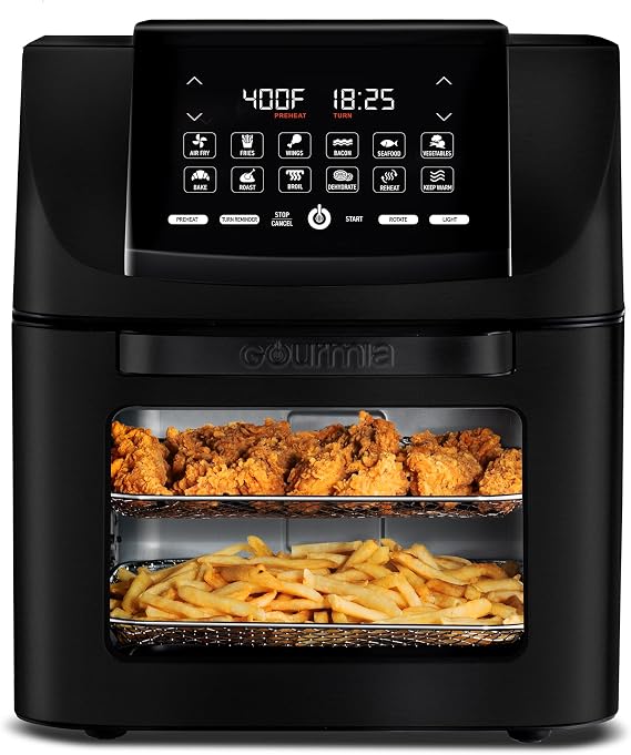 Gourmia Air Fryer - 14 Qt Rotisserie Oven with Window, Black
