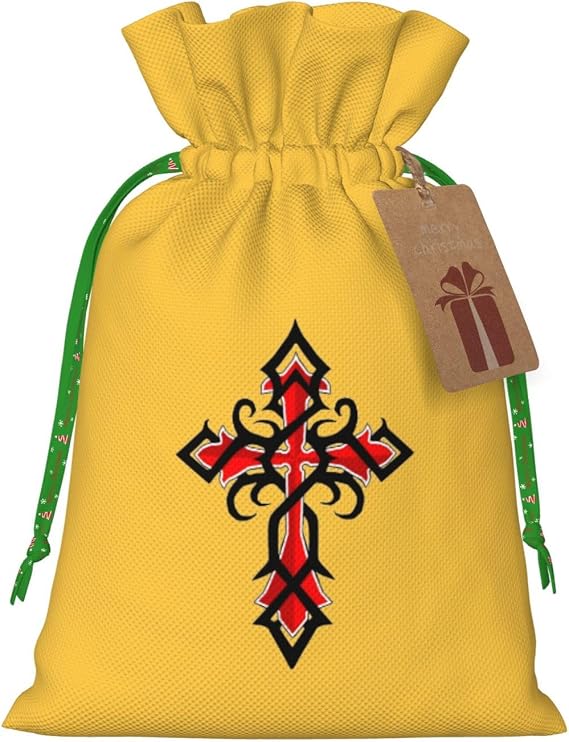 AMZJHGWEU Knights Templar Christmas Gift Bags, Santa Wrapping Bags, With Drawstring And Tags Reusable, Xmas Presents Bag, Holiday Party Favors, Birthday & Christmas Gift