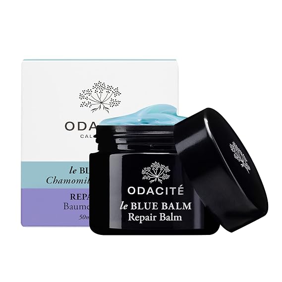 Odacite Le Blue Balm Repair Balm, Blue Chamomile & Shea Butter, Multipurpose Face & Eye Moisturizer for Dry, Mature & Sensitive Skin, Barrier-Supporting Anti-Aging Cream, 1.69 fl oz.