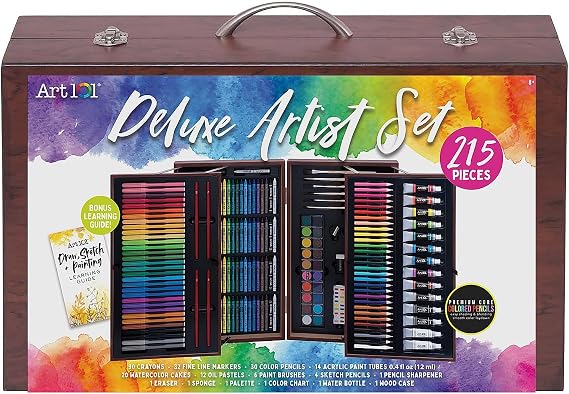 Art 101 Deluxe Art Set, Assorted Colors, 215 Pieces (53215)